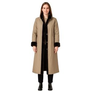 J Percy Marvin Richard  Womens Trench Faux Fur Lined Beige Full  Length Size S